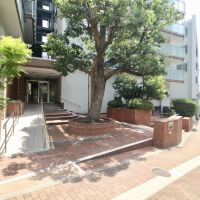 神戸市中央区下山手通の売買物件/煉瓦タイル敷きのエントランスに、シンボルツリーがお出迎え。1階には名店バーも。