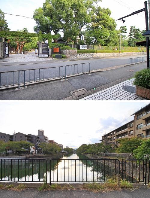 京都市左京区聖護院円頓美町47-5の売買物件/上：エントランスの向かいは武道会館｜下：歩いてすぐの琵琶湖疏水