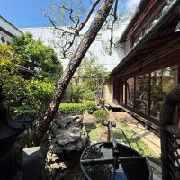 京都市上京区大宮通鞍馬口上る若宮堅町92番地の賃貸物件/1階トイレ前より奥庭を望む。トイレを出て手水鉢で手を洗いふと顔を上げると見える景色。素晴らしい贅沢