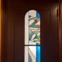 京都市北区紫竹上長目町25-1の売買物件/リビングの大きなドアにステンドグラス