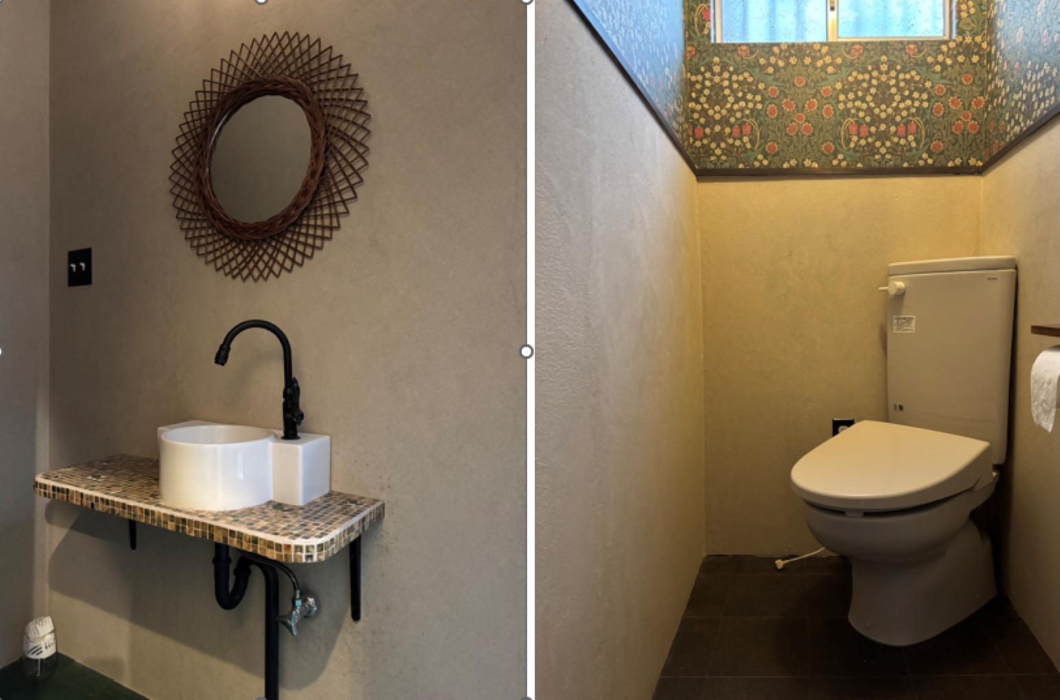 京都市北区紫野下⾨前町69-4の賃貸物件/1階│洗面台もトイレも、サロンのようなデザインで統一されています