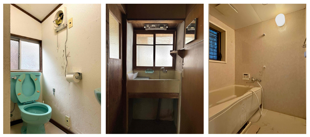 京都市左京区北白川山田町46の賃貸物件/洗面台はレトロなタイル張り