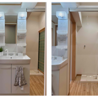 京都市左京区下鴨東半木町74番地3の賃貸物件/脱衣所が無いスタイルですが、必要に応じてロールカーテンで区切れます