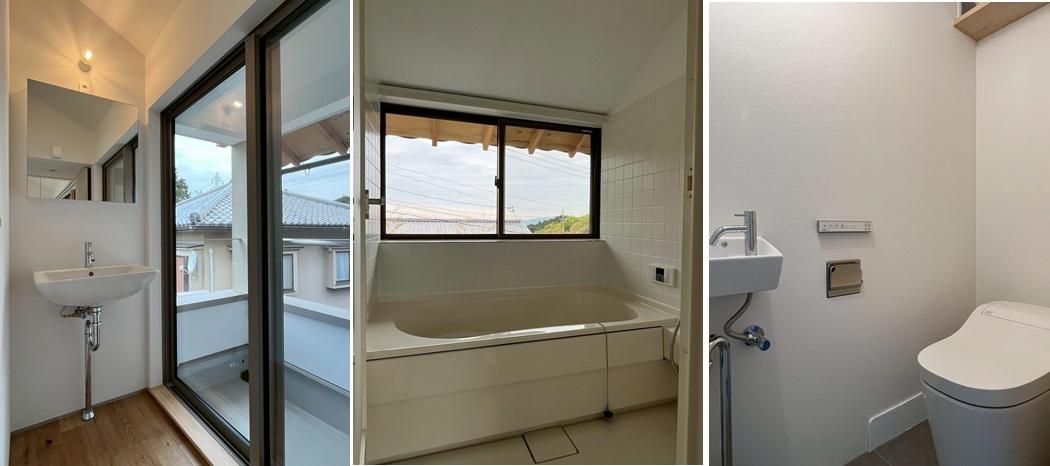 京都市左京区修学院檜峠町11-23の賃貸物件/A号室｜浴室はタイル張りのハーフユニット。見晴らしも良い。