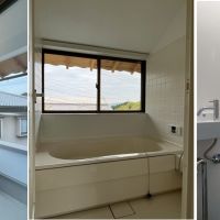 京都市左京区修学院檜峠町11-23の賃貸物件/A号室｜浴室はタイル張りのハーフユニット。見晴らしも良い。