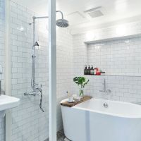 大阪市北区中崎町3丁目の賃貸物件/ガラス張りのバスルームには置き型の浴槽。