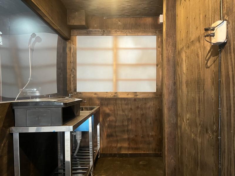 大阪市東住吉区今川4の賃貸物件/キッチン。（※シャワーとトイレがスケスケ！）