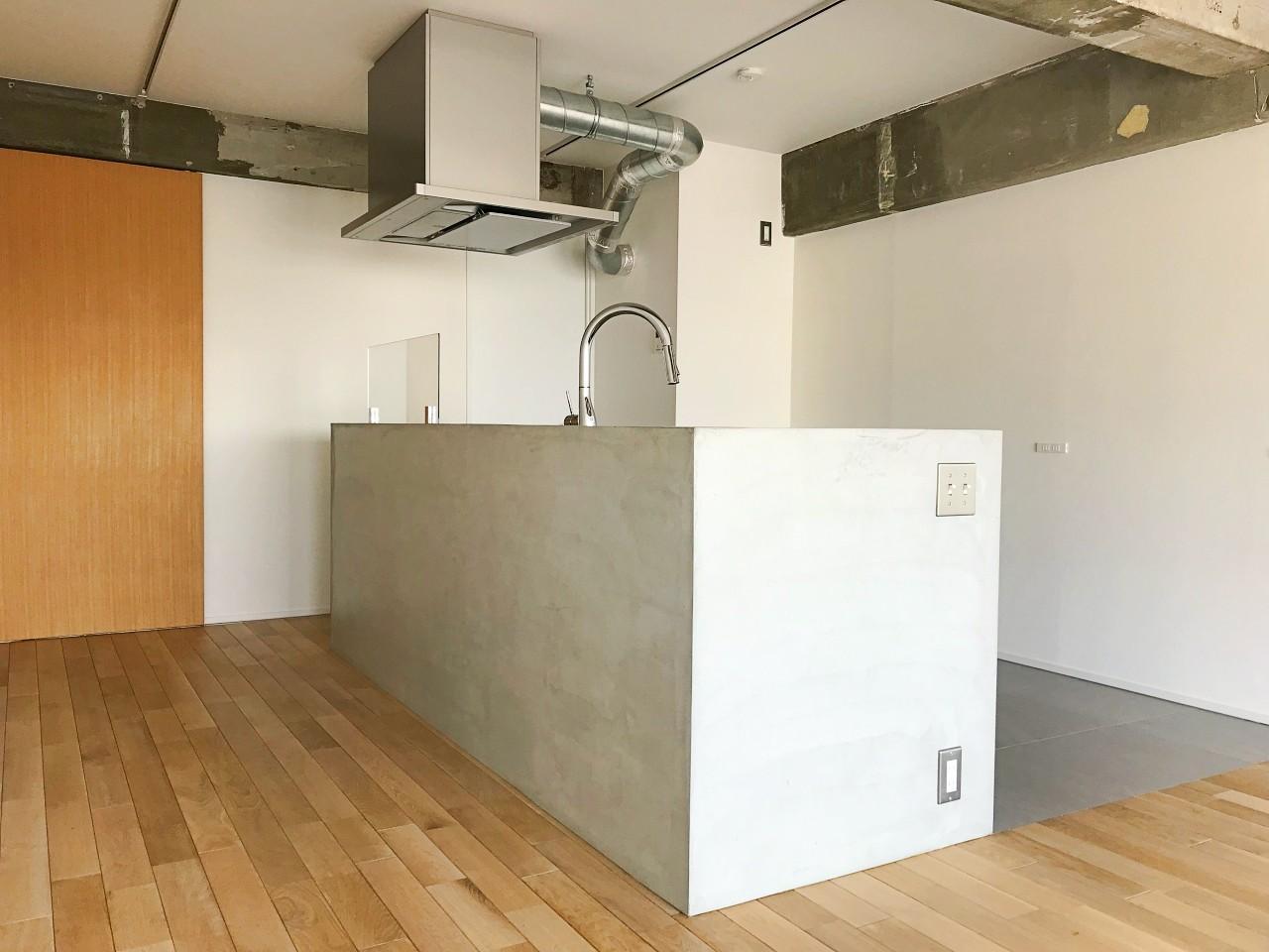 大阪市港区弁天4丁目の賃貸物件/あえて空間に対して大きめに造ったアイランドキッチン