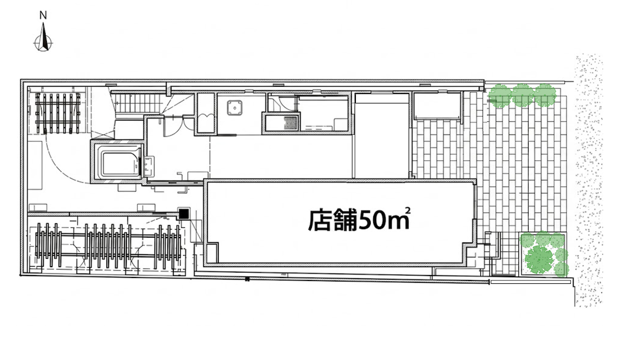 大阪市北区東天満１丁目の賃貸物件/間取り図。コンパクトな空間ですが奥行きのある空間です。