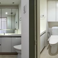 江東区清澄の賃貸物件/収納力をそなえた洗面所とトイレ