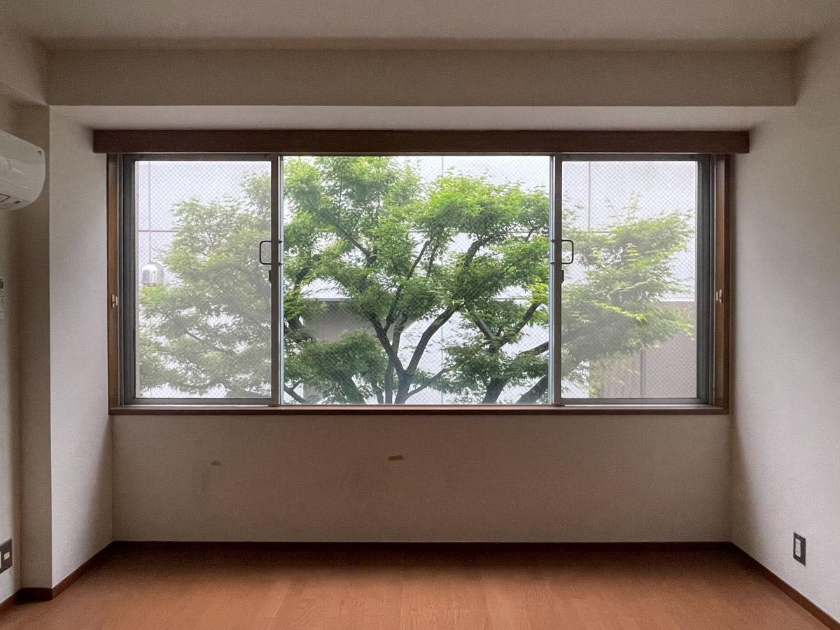 渋谷区元代々木町の賃貸物件/窓からは、ちょうど正面に緑が見えます