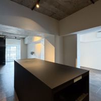 渋谷区神宮前の賃貸物件/キッチン前に鎮座する黒いアイランドカウンター