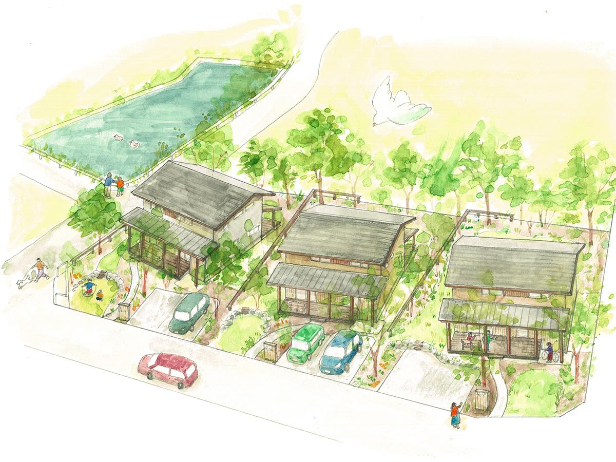 茨城県つくば市倉掛の売買物件/3つの区画で一つの環境を作るような計画です