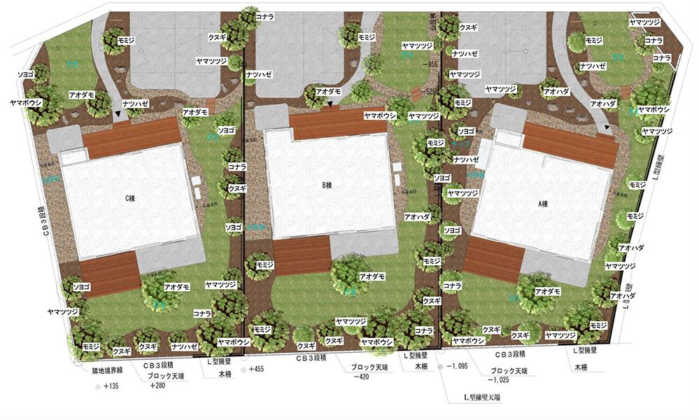 茨城県つくば市倉掛の売買物件/植栽の計画図