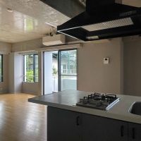 三鷹市井の頭の賃貸物件/キッチンからのアングル。外の緑が目に入り、圧迫感がありません