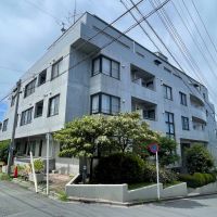 三鷹市井の頭の賃貸物件/外観。角に池を設けるという贅沢っぷり。1階のテナントには内科と歯科のクリニックがあります