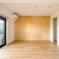 杉並区上井草の賃貸物件/リビングの壁1面にはアクセントでシナベニアが（602号室）