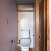 新座市新堀の賃貸物件/トイレはシンプルながらラベンダー色の塗装が鮮やか