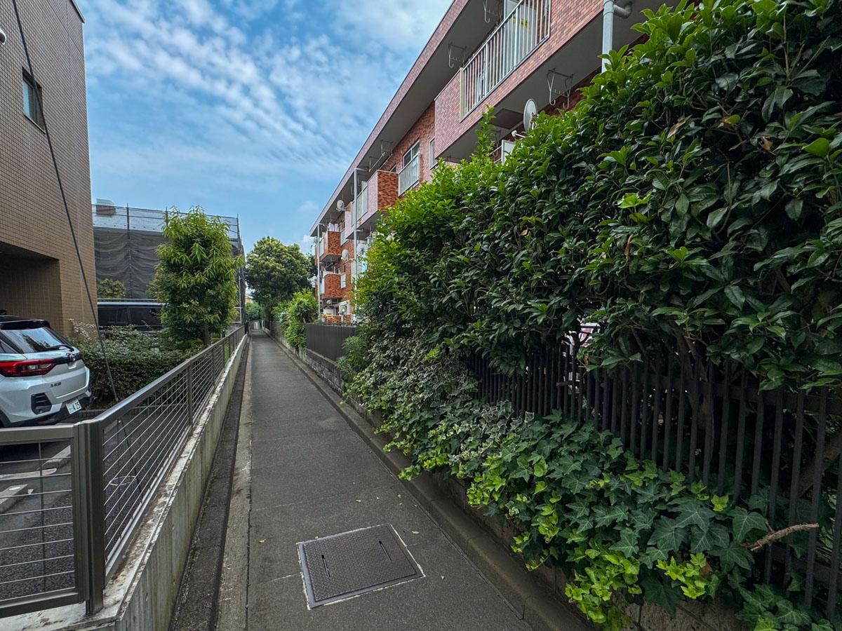 世田谷区上用賀の売買物件/庭前面の通路。たまに近所の人が通ります