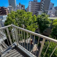 新宿区四谷の賃貸物件/小さな公園には何本もの大木