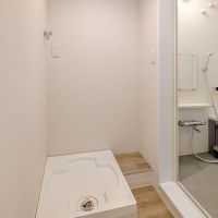 港区南青山の賃貸物件/洗濯機置き場は浴室の前にあります。