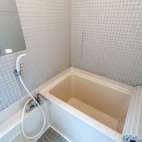 世田谷区世田谷の賃貸物件/浴室。排水管が細いため、浴槽の水は一気に流すのはNG。栓を少しずつ開けて流すなど、工夫して使う必要があります