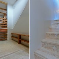 埼玉県志木市柏町の賃貸物件/中2階：左：吹き抜け部分　右：階段も無垢