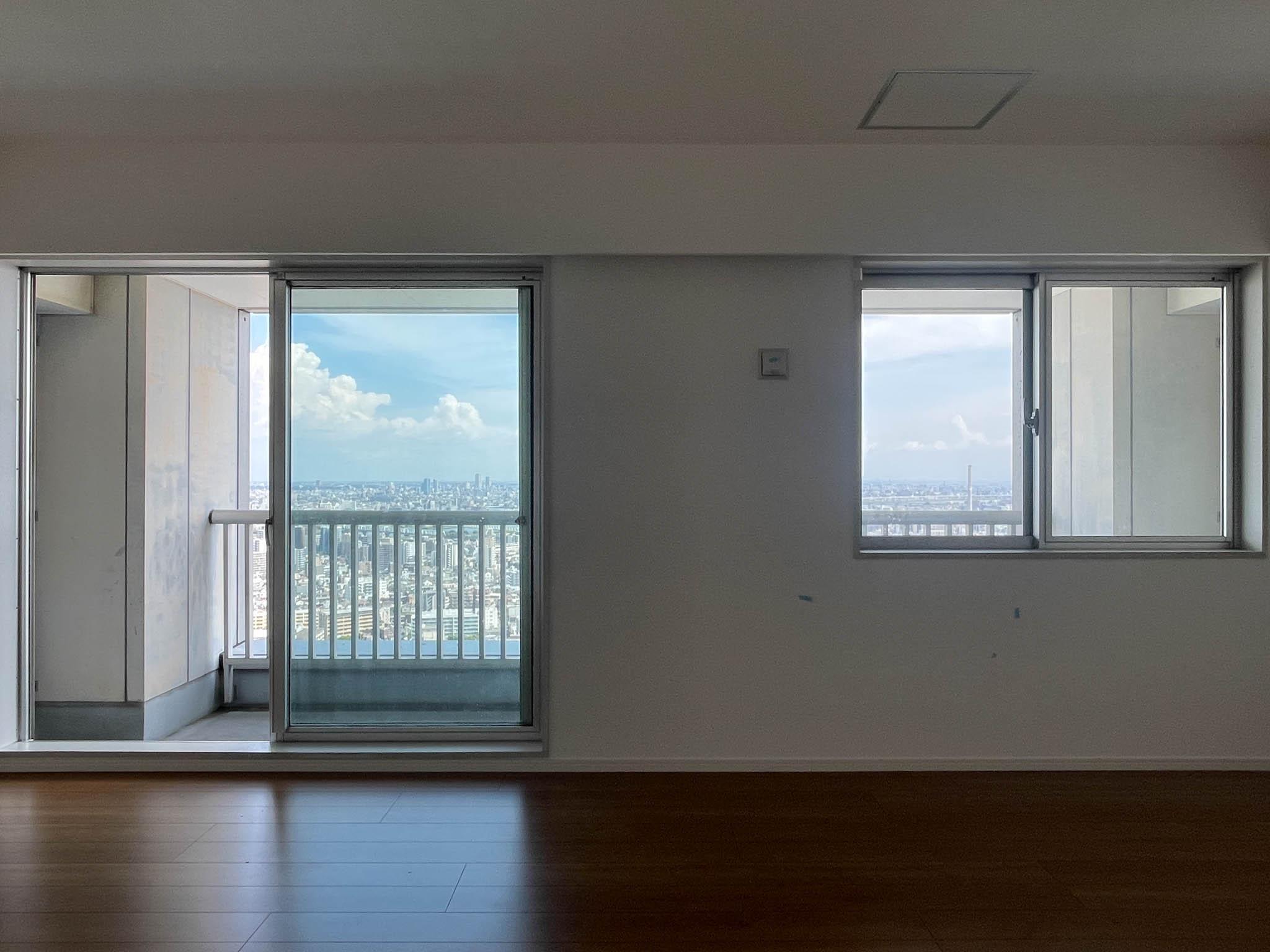 墨田区堤通の賃貸物件/部屋からの景色の見え方はこんな感じ。ベランダに出たほうが気持ちよさそうです