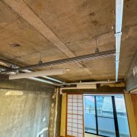 府中市天神町の賃貸物件/天井から吊るされたレールやシャフトは重すぎなければ物を吊るすことも可能