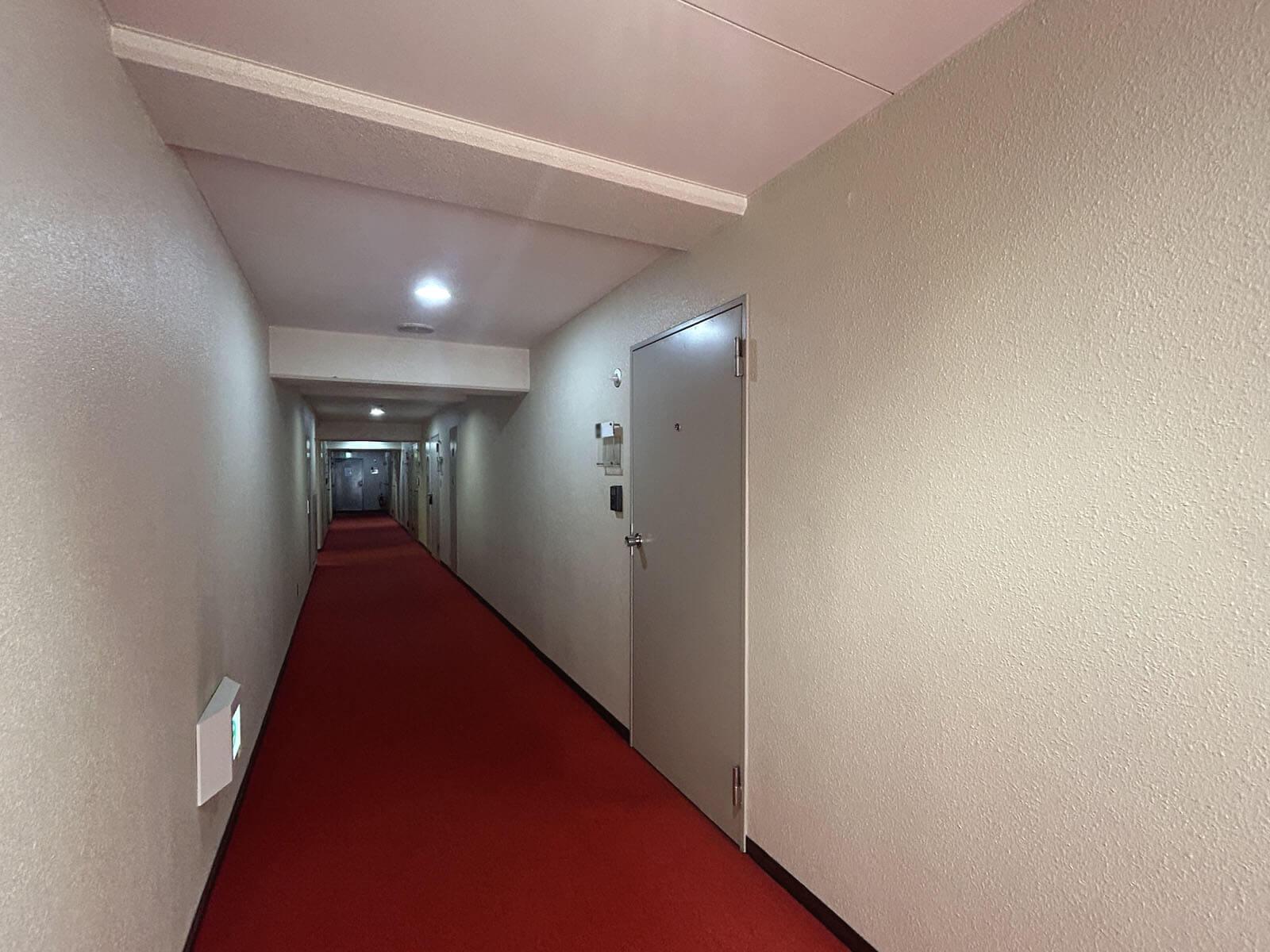 新宿区新宿の賃貸物件/廊下に出るとレッドカーペット