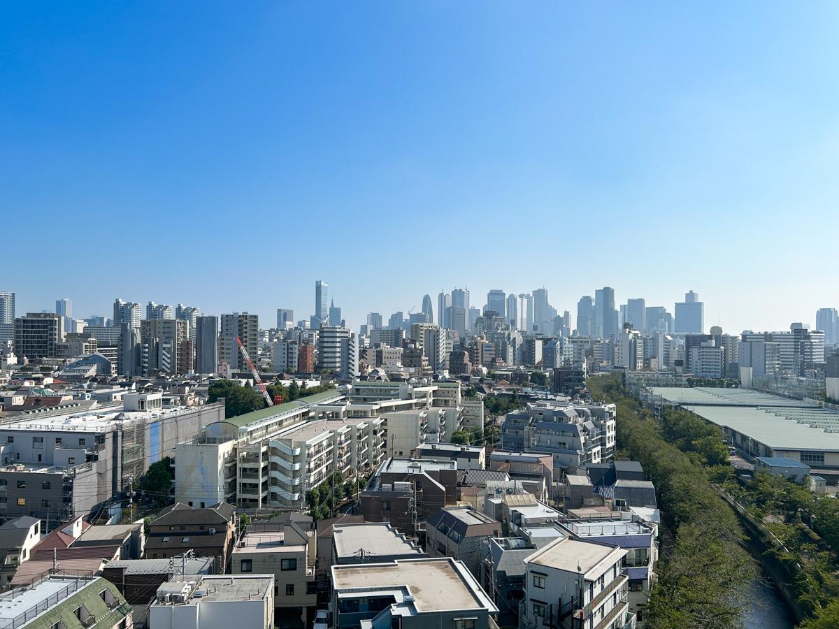 新宿区上落合の賃貸物件/すかーっと抜けた眺望。右手の神田川は春になると桜が満開。