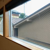 渋谷区広尾の売買物件/中3階リビング。隣家は近いけれど、光はしっかり入る。はめ殺しの窓が明るさを確保