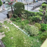 新宿区西落合の賃貸物件/ベランダから庭を見下ろした図