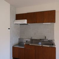 板橋区蓮根の賃貸物件/キッチンは左官壁が素敵な印象