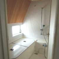 世田谷区玉川田園調布の賃貸物件/板張りとモザイクタイルが美しいバスルーム、日中の入浴が気持ちよさそう