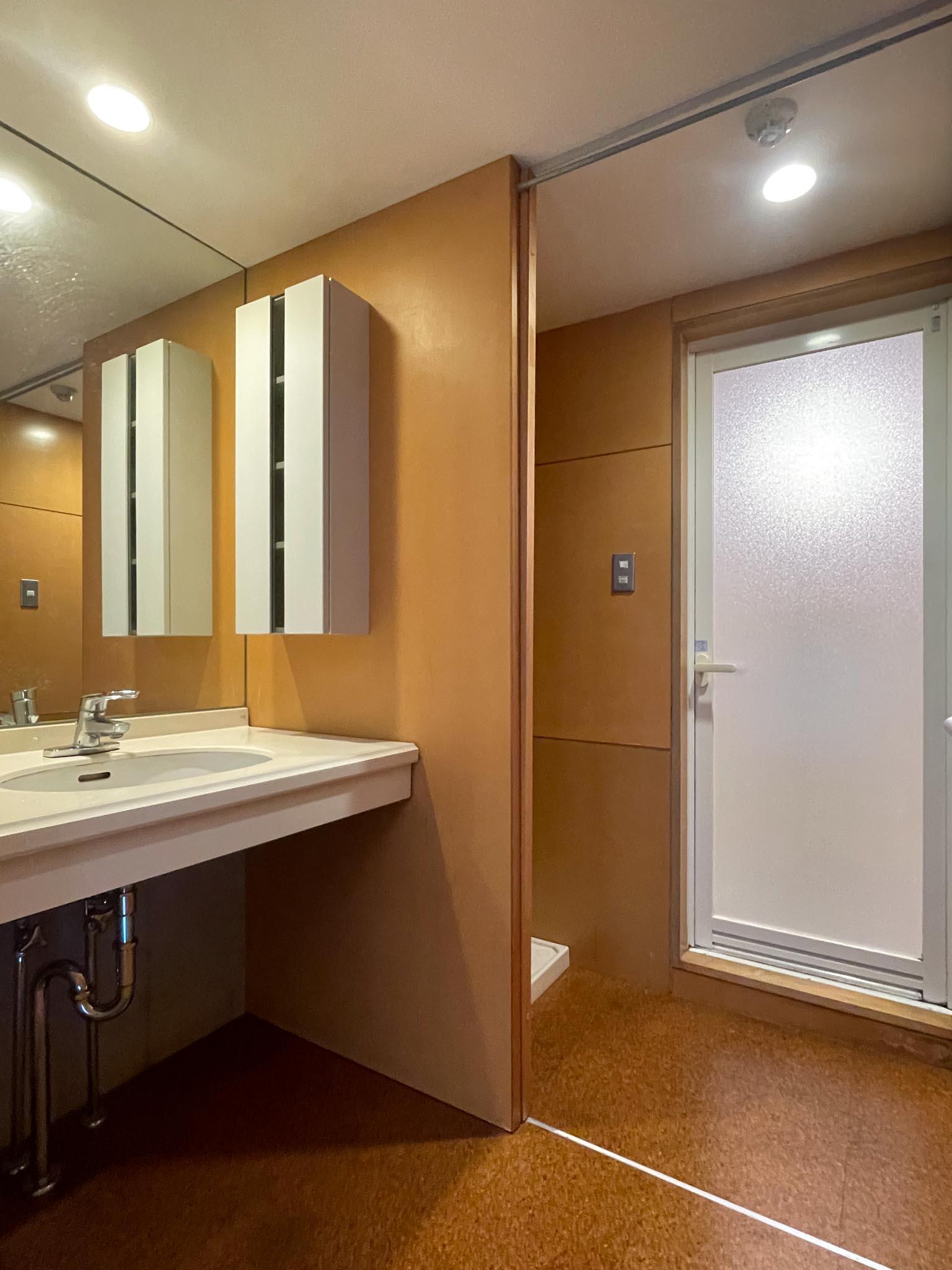 中野区松が丘の賃貸物件/203：洗面所。奥に洗濯機置き場があります