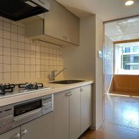 中野区松が丘の賃貸物件/202：3口ガスコンロにグリル付きのキッチン