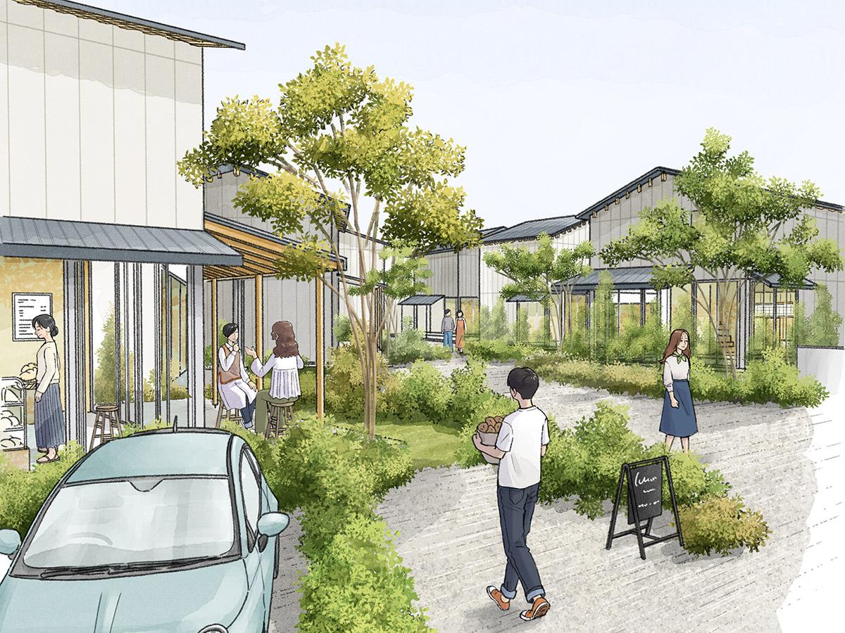 西東京市柳沢の売買物件/イメージパース：小商いなどで外に開きやすい区画もあります※用途地域上の制限あり