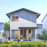 西東京市柳沢の売買物件/住宅モデルのイメージパース：外観はシンプルに。外壁の色は、全体のトーンを合わせた3種類から選びます