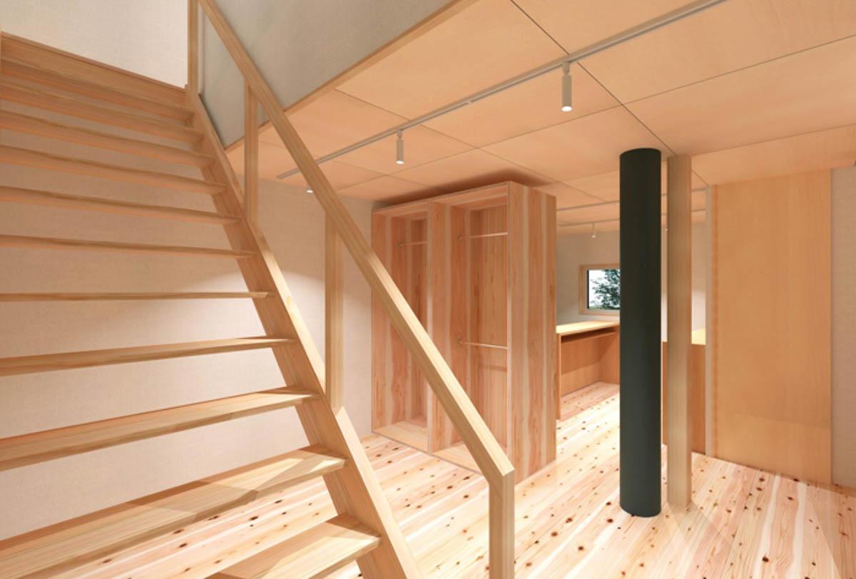 埼玉県新座市新堀1-14の売買物件/完成イメージ。階段は光を通すような木製のものが標準仕様。部屋の間仕切りは好みの位置に配置可能です