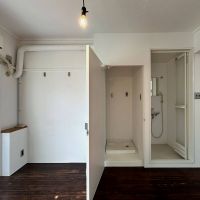 杉並区和田の賃貸物件/洗濯機は壁の中に隠し、右側のクローセットはオープンに