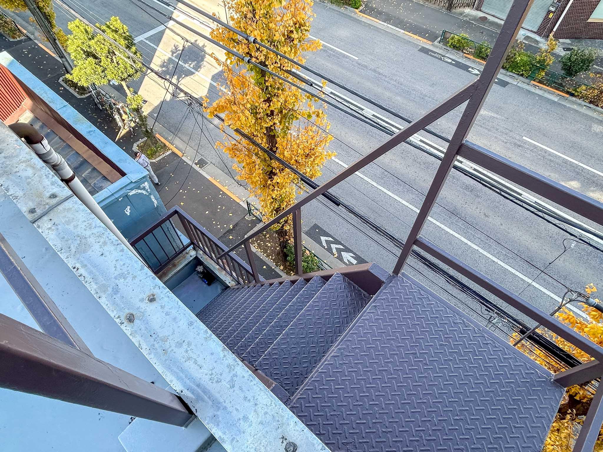 墨田区東向島の賃貸物件/屋上：階段が急で、手すりも心もとないので、上り下りは要注意です