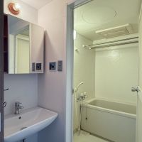 川崎市高津区蟹ケ谷の売買物件/脱衣スペースと洗面スペースは、コンパクトに一体化したつくり