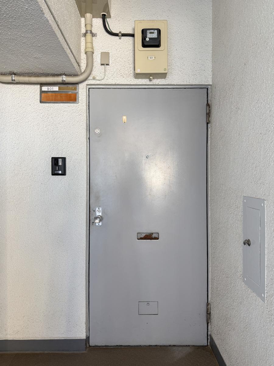 世田谷区池尻の賃貸物件/玄関ドアを外から見て。共用部はなかなかの渋さ