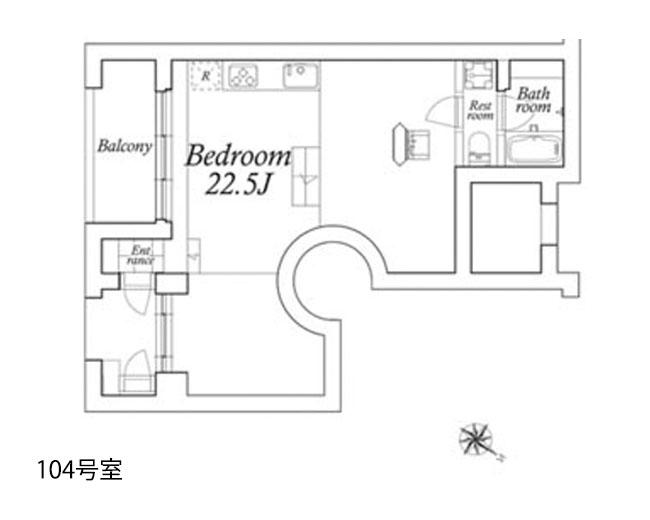 渋谷区上原の賃貸物件/104号室図面