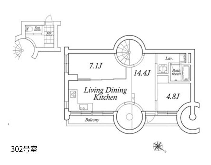 渋谷区上原の賃貸物件/302号室図面