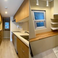 新宿区弁天町の賃貸物件/キッチンの奥には洗濯機置き場　ガス乾燥機のためのガス栓があります