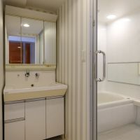 目黒区東が丘の売買物件/洗面台と浴室