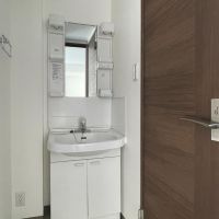 江東区亀戸の賃貸物件/2F：洗面台。右手のドアはトイレ