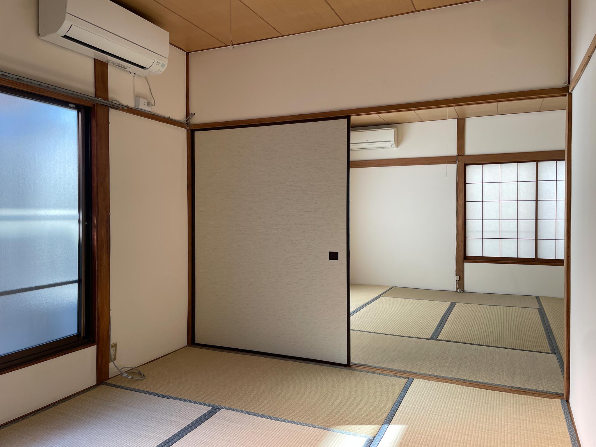 中野区本町の賃貸物件/2F、6畳和室：襖を外して繋げて使ってもいいかもしれません